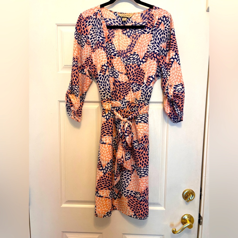 Elegant Pink & Blue Patterned Dress